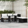 4-tlg. Garten-Lounge-Set Poly Rattan Schwarz