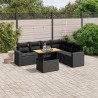 7-tlg. Garten-Sofagarnitur mit Kissen Schwarz Poly Rattan