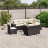 9-tlg. Garten-Sofagarnitur mit Kissen Schwarz Poly Rattan