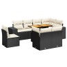 9-tlg. Garten-Sofagarnitur mit Kissen Schwarz Poly Rattan