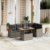 6-tlg. Garten-Sofagarnitur mit Kissen Grau Poly Rattan