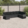 8-tlg. Garten-Sofagarnitur mit Kissen Schwarz Poly Rattan