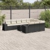 11-tlg. Garten-Sofagarnitur mit Kissen Schwarz Poly Rattan