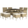 9-tlg. Garten-Essgruppe Poly Rattan Beige