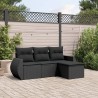 4-tlg. Garten-Sofagarnitur mit Kissen Schwarz Poly Rattan