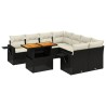 9-tlg. Garten-Sofagarnitur mit Kissen Schwarz Poly Rattan