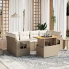 7-tlg. Garten-Sofagarnitur mit Kissen Beige Poly Rattan