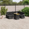 8-tlg. Garten-Sofagarnitur mit Kissen Schwarz Poly Rattan