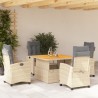 5-tlg. Garten-Essgruppe mit Kissen Beige Poly Rattan