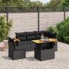 6-tlg. Garten-Sofagarnitur mit Kissen Schwarz Poly Rattan