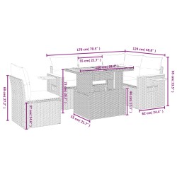 6-tlg. Garten-Sofagarnitur mit Kissen Schwarz Poly Rattan