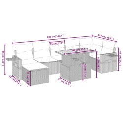 8-tlg. Garten-Sofagarnitur mit Kissen Grau Poly Rattan