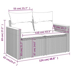 13-tlg. Garten-Sofagarnitur mit Kissen Schwarz Poly Rattan