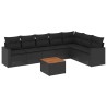 8-tlg. Garten-Sofagarnitur mit Kissen Schwarz Poly Rattan