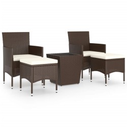 5-tlg. Bistro-Set Poly Rattan und Hartglas Braun