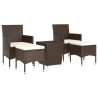 5-tlg. Bistro-Set Poly Rattan und Hartglas Braun