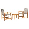 3-tlg. Bistro-Set Grau Poly Rattan und Akazienholz