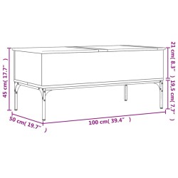 Couchtisch Braun Eichen-Optik 100x50x45 cm Holzwerkstoff Metall