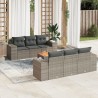 7-tlg. Garten-Sofagarnitur mit Kissen Grau Poly Rattan