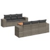 7-tlg. Garten-Sofagarnitur mit Kissen Grau Poly Rattan