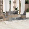 5-tlg. Garten-Sofagarnitur mit Kissen Beige Poly Rattan