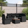 6-tlg. Garten-Sofagarnitur mit Kissen Schwarz Poly Rattan