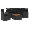 6-tlg. Garten-Sofagarnitur mit Kissen Schwarz Poly Rattan