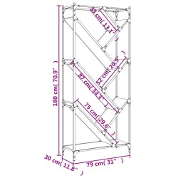 Bücherregal Grau Sonoma 79x30x180 cm Holzwerkstoff und Metall