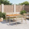 3-tlg. Garten-Essgruppe mit Kissen Beige Poly Rattan