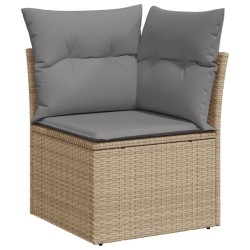 7-tlg. Garten-Sofagarnitur mit Kissen Hellgrau Poly Rattan