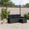 4-tlg. Garten-Sofagarnitur mit Kissen Schwarz Poly Rattan