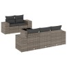 6-tlg. Garten-Sofagarnitur mit Kissen Grau Poly Rattan