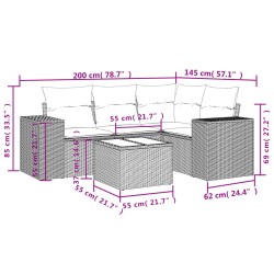 5-tlg. Garten-Sofagarnitur mit Kissen Schwarz Poly Rattan