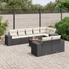 9-tlg. Garten-Sofagarnitur mit Kissen Schwarz Poly Rattan