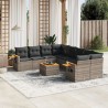 9-tlg. Garten-Sofagarnitur mit Kissen Grau Poly Rattan