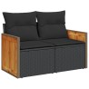 5-tlg. Garten-Sofagarnitur mit Kissen Schwarz Poly Rattan