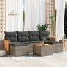 7-tlg. Garten-Sofagarnitur mit Kissen Grau Poly Rattan