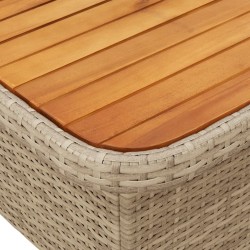 3-tlg. Garten-Essgruppe mit Kissen Beige Poly Rattan