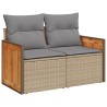 12-tlg. Garten-Sofagarnitur mit Kissen Beige Poly Rattan