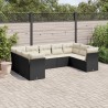 9-tlg. Garten-Sofagarnitur mit Kissen Schwarz Poly Rattan