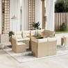 9-tlg. Garten-Sofagarnitur mit Kissen Beige Poly Rattan