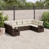 9-tlg. Garten-Sofagarnitur mit Kissen Braun Poly Rattan