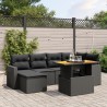 7-tlg. Garten-Sofagarnitur mit Kissen Schwarz Poly Rattan