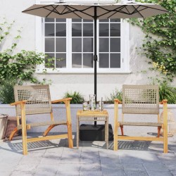 Gartentisch Beige 38x38x42 cm Poly Rattan Akazienholz