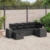 6-tlg. Garten-Sofagarnitur mit Kissen Schwarz Poly Rattan