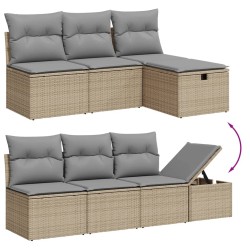 8-tlg. Garten-Sofagarnitur mit Kissen Grau Poly Rattan