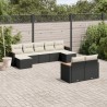 9-tlg. Garten-Sofagarnitur mit Kissen Schwarz Poly Rattan