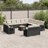 14-tlg. Garten-Sofagarnitur mit Kissen Schwarz Poly Rattan