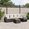 6-tlg. Garten-Sofagarnitur mit Kissen Schwarz Poly Rattan