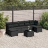 8-tlg. Garten-Sofagarnitur mit Kissen Schwarz Poly Rattan